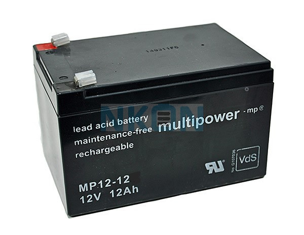 Multipower 12V 12Ah lead acid (4.8mm)