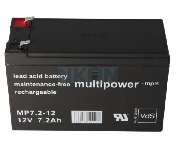 Multipower 12V 7.2Ah lead acid (4.8mm)