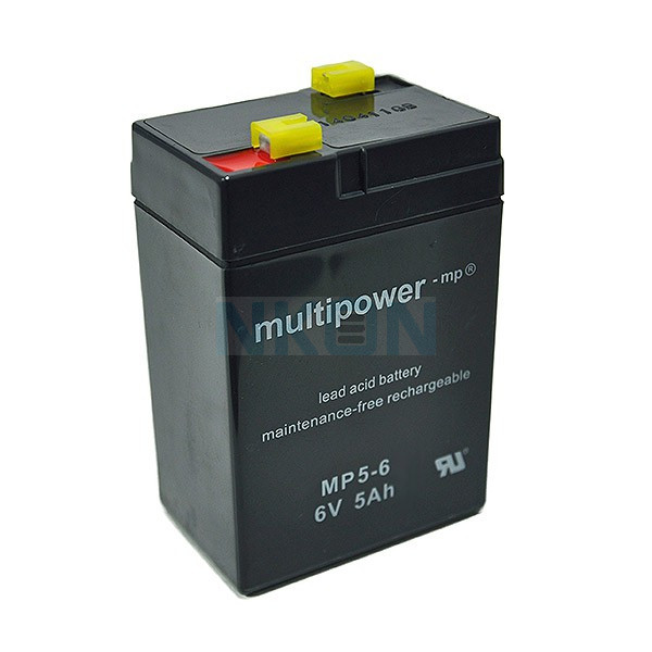 Multipower 6V 5Ah lead acid (4.8mm)