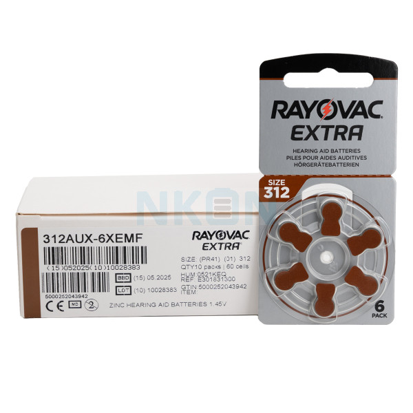 60x 312 Rayovac Extra hearing aid batteries