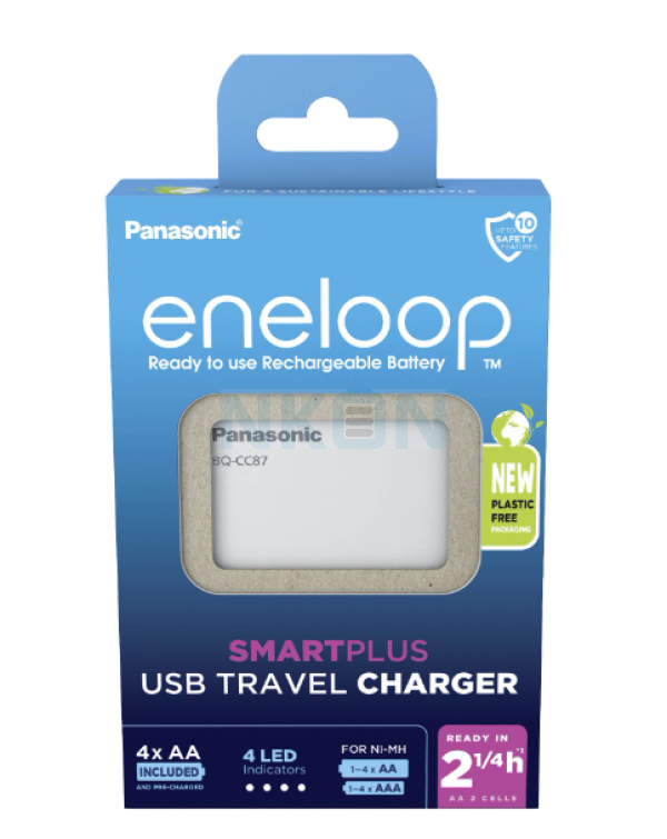 Panasonic Eneloop BQ-CC87E USB battery charger + 4 AA Eneloop (2000 mAh) (cardboard packaging)