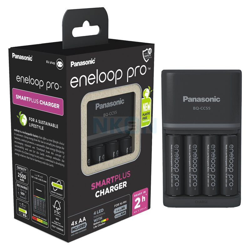 Panasonic Eneloop Bq Cc55e Battery Charger 4 Aa Eneloop Pro 2500mah