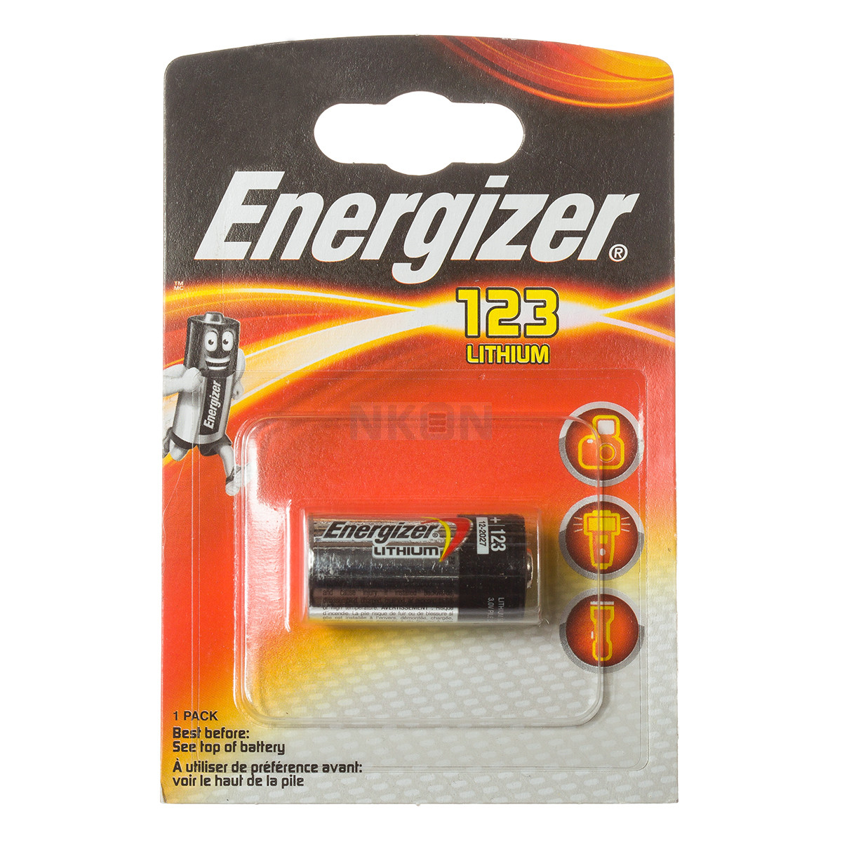 123 ENERGIZER - Pile: lithium, 3V; CR123A,R123; non-rechargeable;  Ø17x34,2mm; 2pc; BAT-123/EG-B2