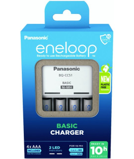 Panasonic Eneloop  BQ-CC51E battery charger + 4 AAA Eneloop (800mAh) (carton packaging)