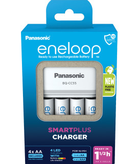 Panasonic Eneloop BQ-CC55E battery charger + 4 AA Eneloop (2000 mAh) (carton packaging)