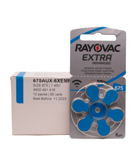 60x 675 Rayovac Extra hearing aid batteries