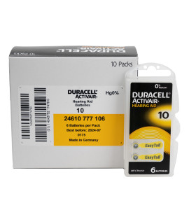60x 10 Duracell Activair hearing aid batteries