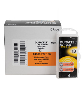 60x 13 Duracell Activair hearing aid batteries