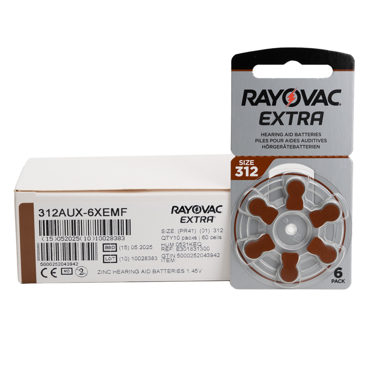 Rayovac hearing aid battery 312 - blister of 6 - Hurtownia baterii